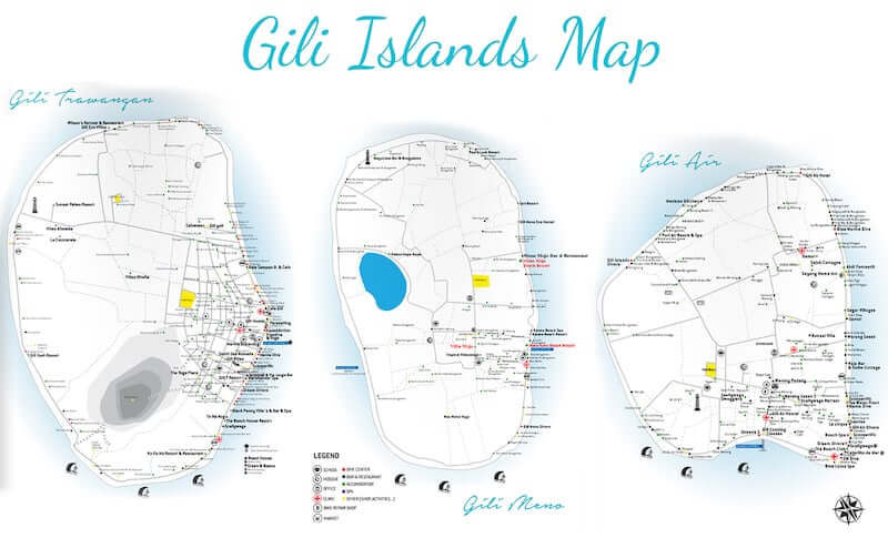 Onde Ficar em Gili Islands na Indonésia: Mapa