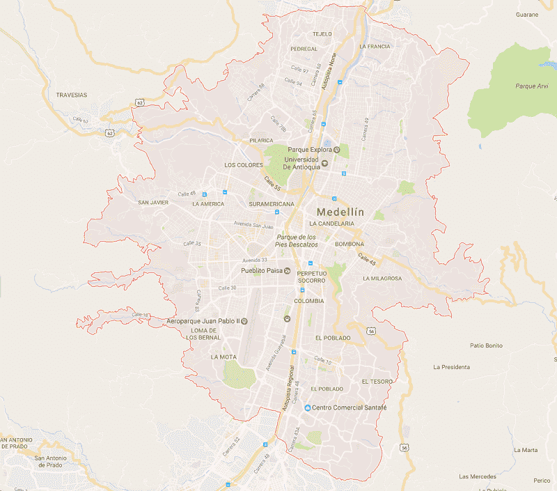 Onde Ficar em Medellín: Mapa