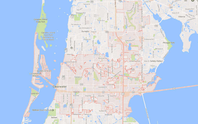 Onde Ficar Em Clearwater: Mapa