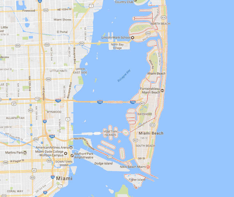 Onde Ficar Em Miami Beach: Mapa