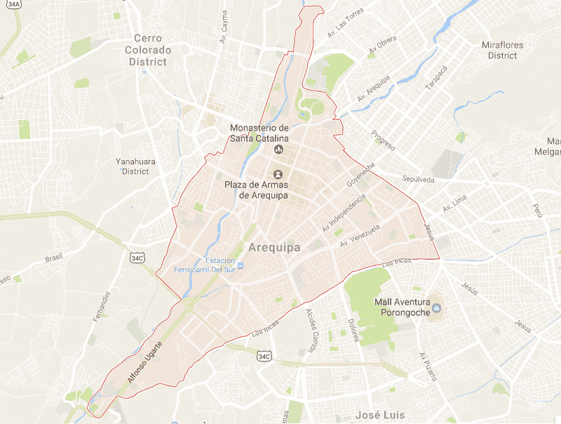 Onde Ficar em Arequipa: Mapa