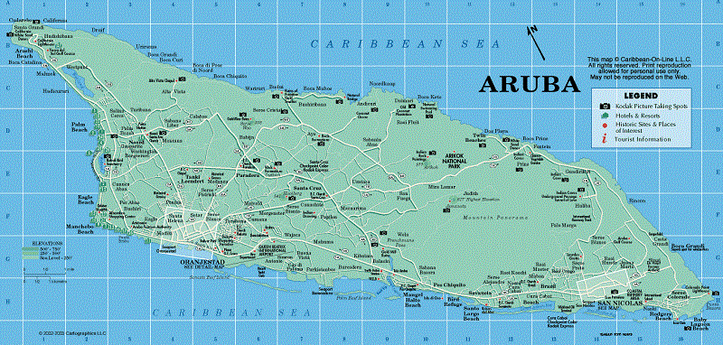 Onde Ficar em Aruba: Mapa
