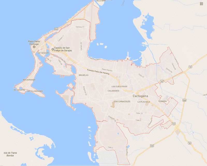 Onde Ficar em Cartagena: Mapa
