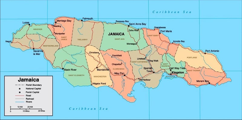 Onde Ficar na Jamaica: Mapa
