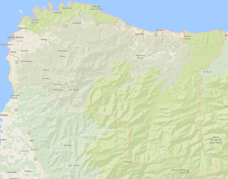 Onde Ficar em Santa Marta: Mapa