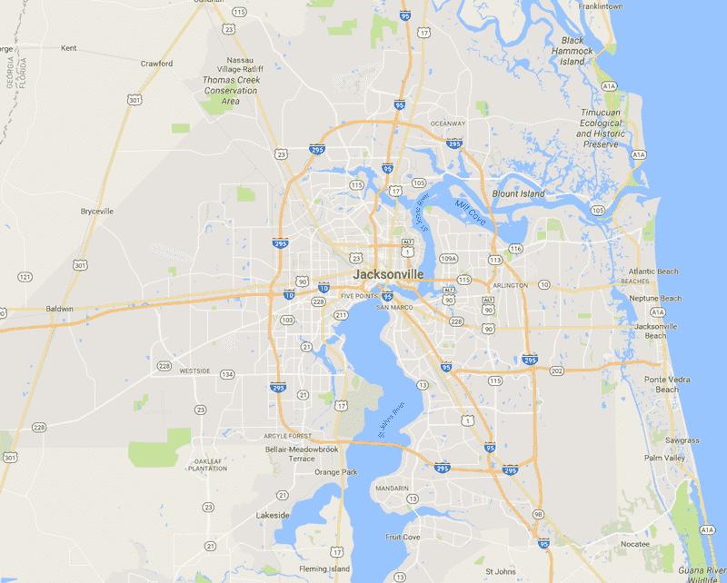 Onde Ficar Em Jacksonville: Mapa
