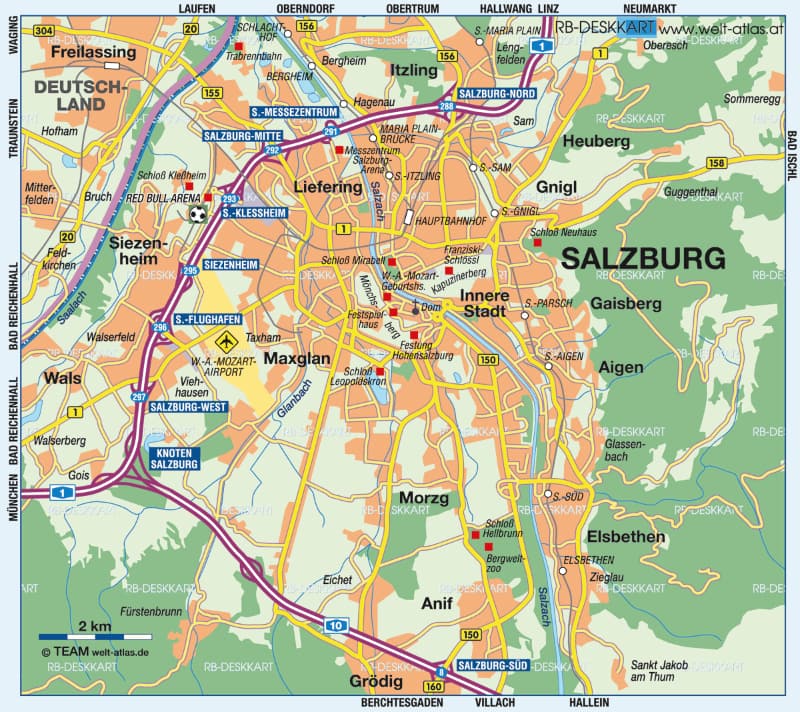 Onde Ficar Em Salzburg na Áustria: Mapa