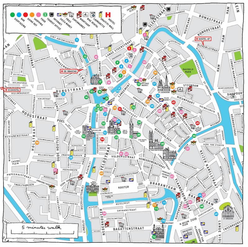 Onde Ficar em Ghent na Bélgica: Mapa