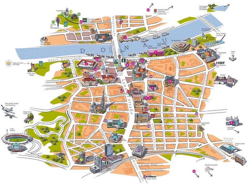 Onde Ficar em Linz na Áustria: Mapa