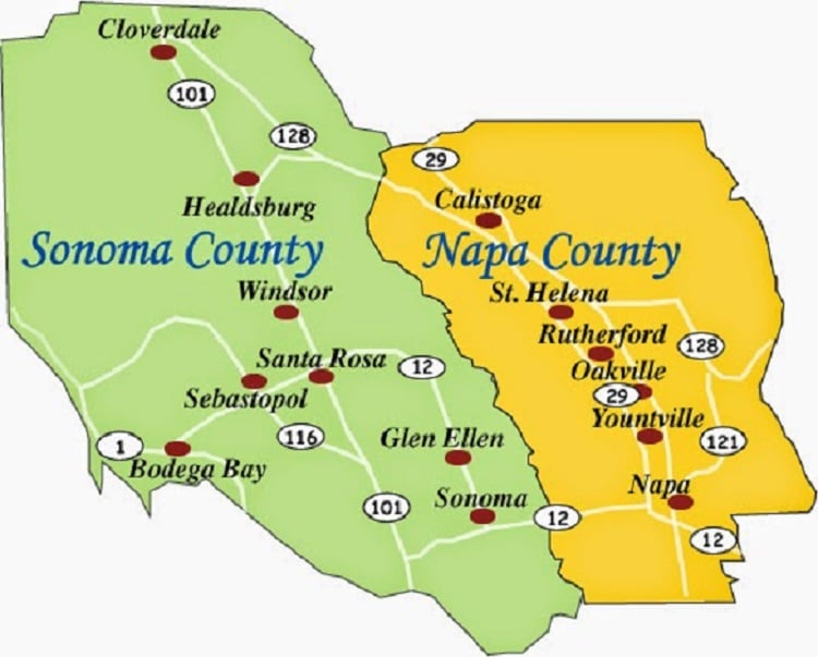 Onde Ficar Em Sonoma: Mapa