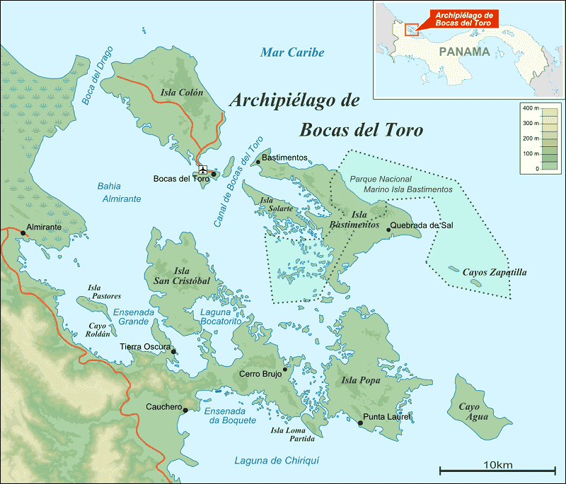 Onde Ficar em Bocas del Toro: Mapa