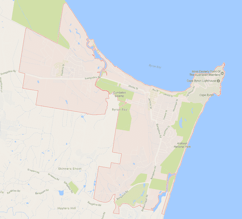 Onde Ficar em Byron Bay: Mapa