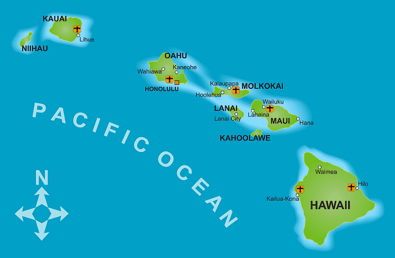 Onde Ficar no Havaí: Mapa