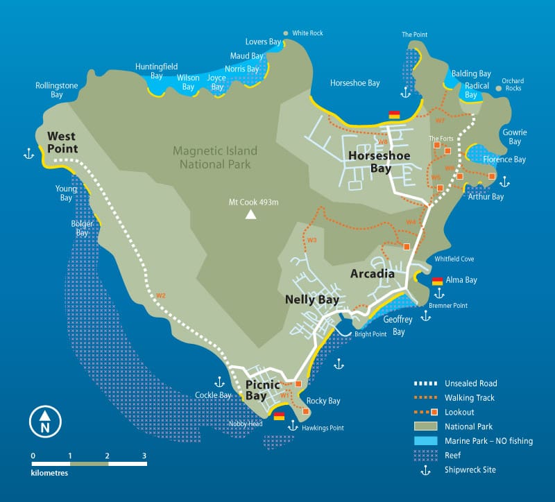 Onde Ficar na Ilha Magnetic: Mapa