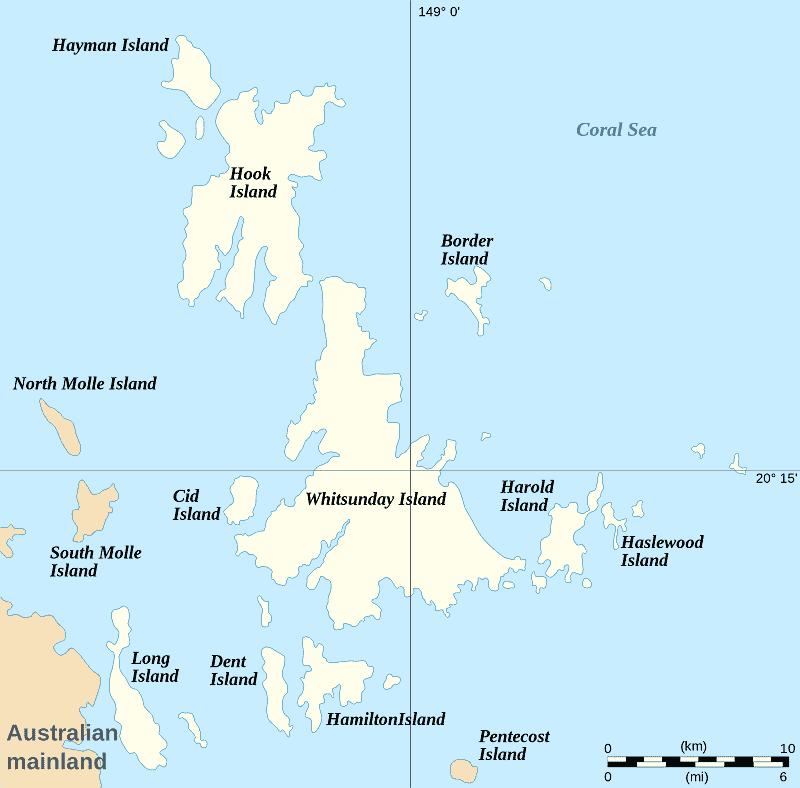 Onde Ficar nas Ilhas Whitsunday: Mapa