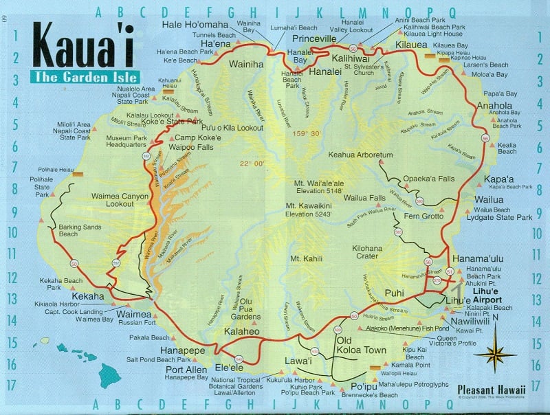 Onde Ficar em Kauai: Mapa