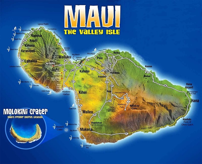 Onde Ficar em Maui: Mapa