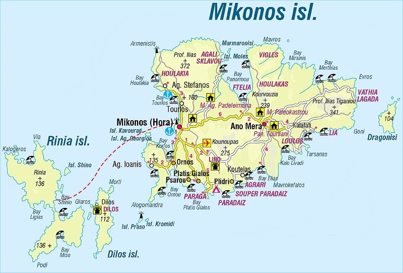Onde Ficar em Mykonos: Mapa