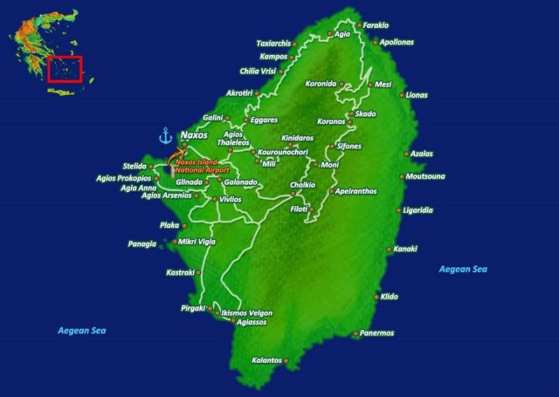 Onde Ficar em Naxos: Mapa
