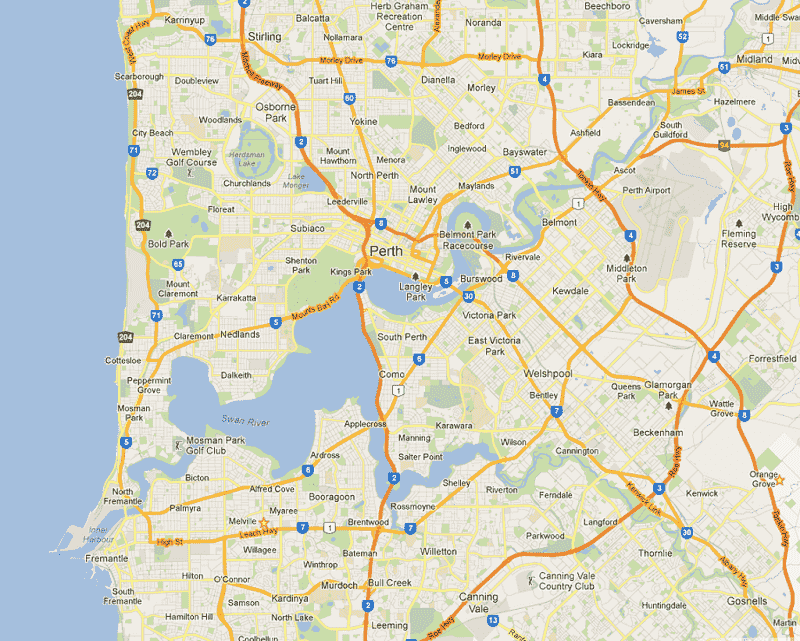 Onde Ficar em Perth: Mapa