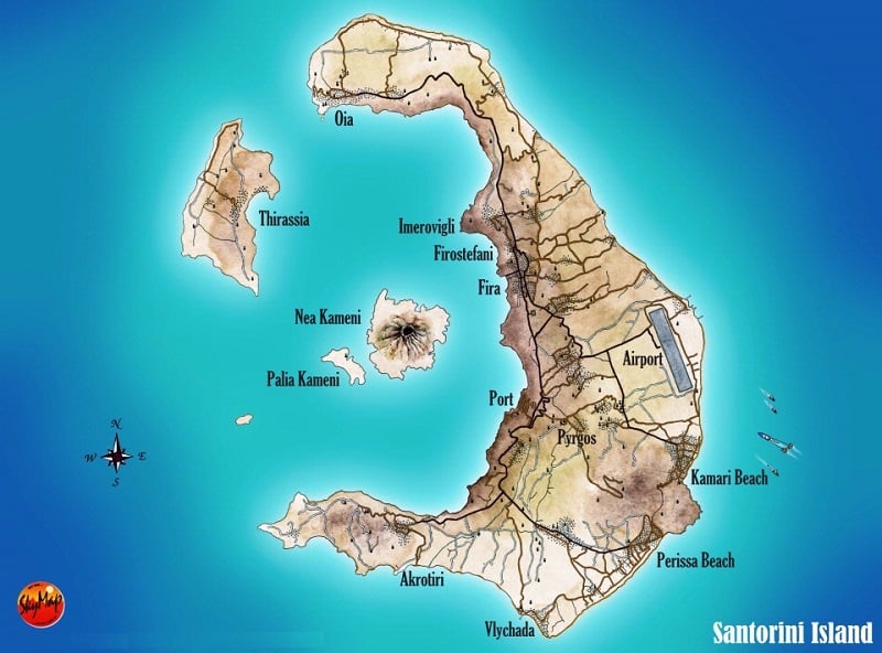 Onde Ficar em Santorini: Mapa