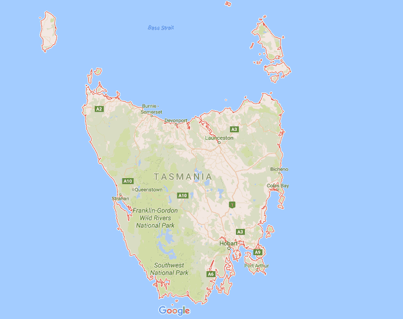 Onde Ficar na Tasmânia: Mapa