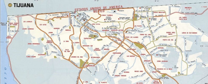 Onde Ficar em Tijuana: Mapa
