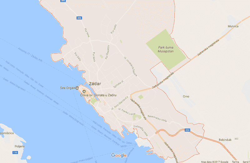 Onde Ficar em Zadar: Mapa