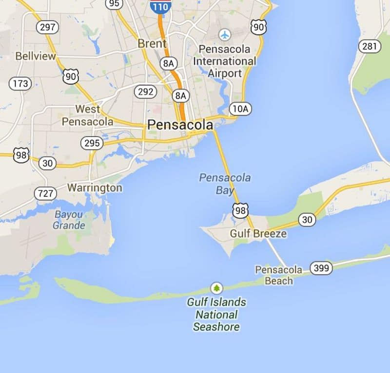 Onde Ficar Em Pensacola: Mapa