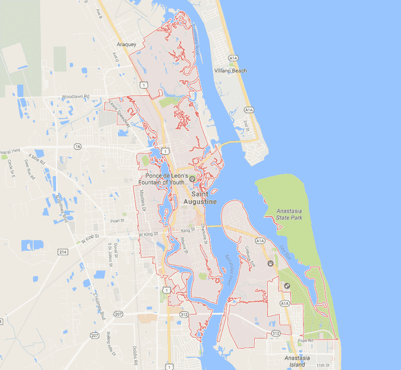 Onde Ficar Em Saint Augustine: Mapa