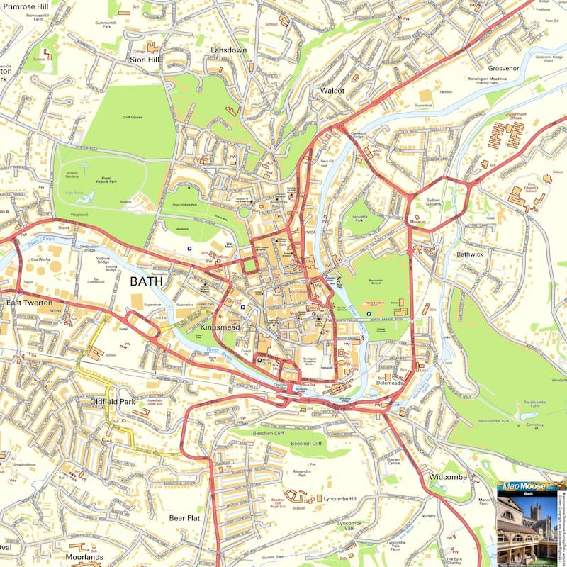Onde Ficar em Bath na Inglaterra: Mapa