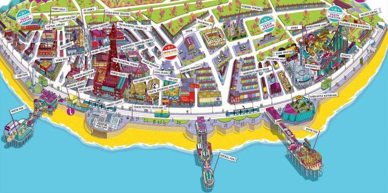 Onde Ficar em Blackpool na Inglaterra: Mapa