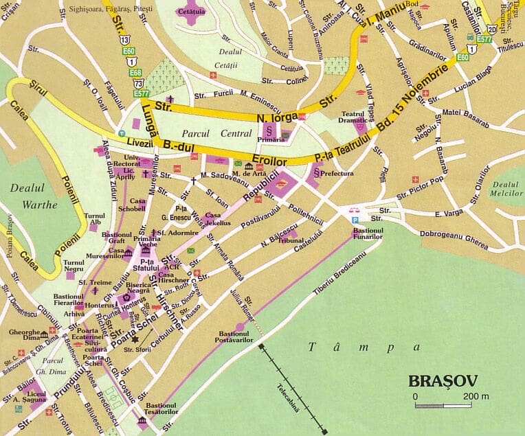 Onde Ficar em Brasov na Romênia: Mapa