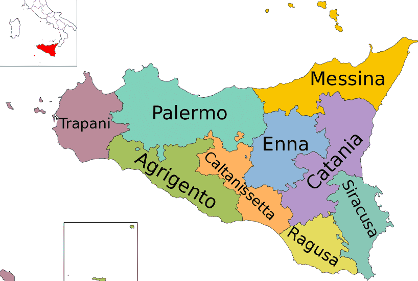 Mapa de onde ficar na Sicília