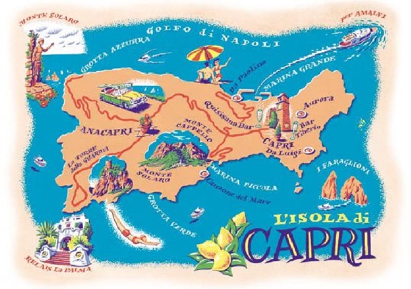 Onde Ficar na Ilha de Capri: Mapa