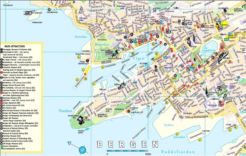 Onde Ficar em Bergen: Mapa
