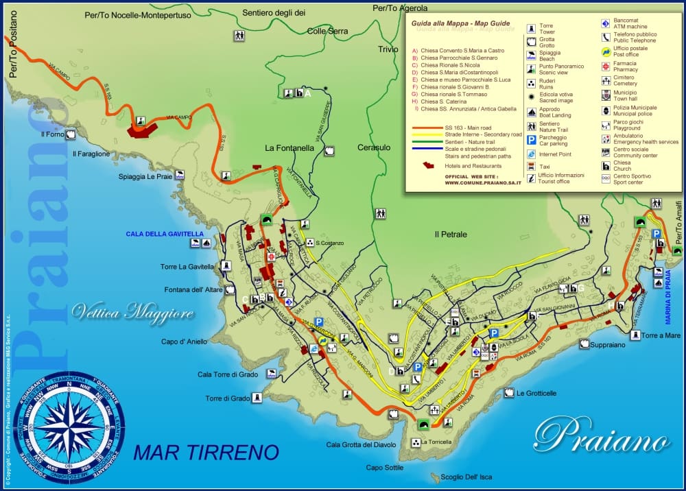 Onde Ficar em Praiano na Itália: Mapa