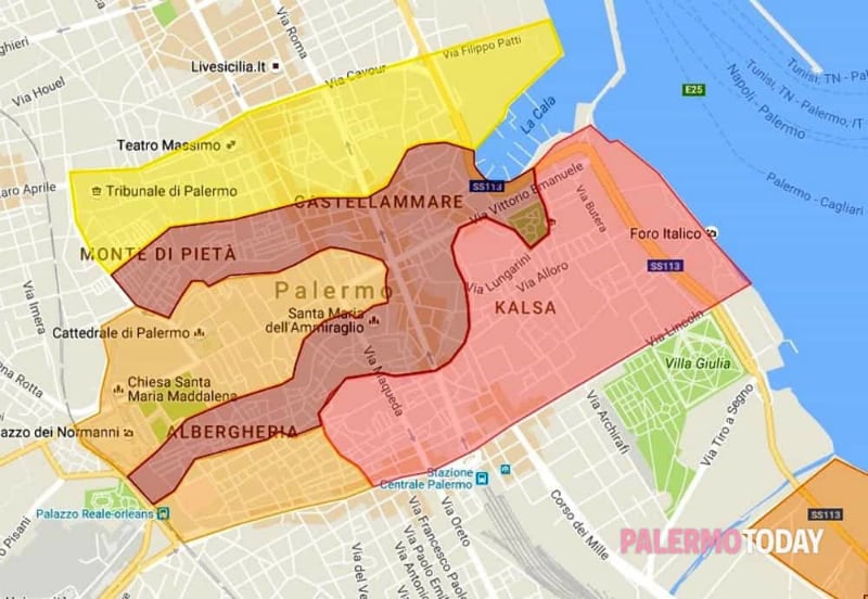 Onde Ficar em Palermo na Itália: Mapa