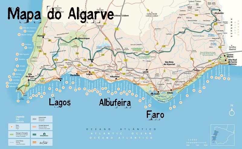 Onde Ficar em Algarve: Mapa