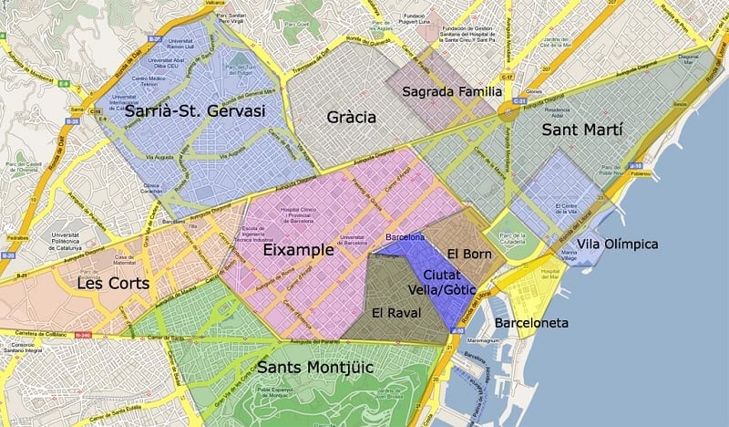 Onde Ficar em Barcelona: Mapa