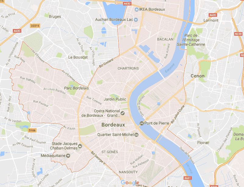 Onde Ficar em Bordeaux: Mapa