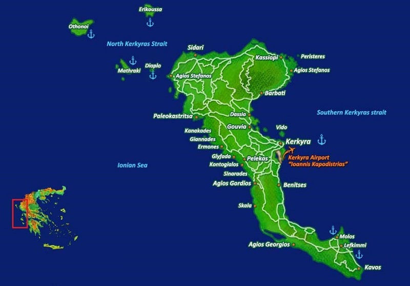 Onde Ficar em Corfu: Mapa