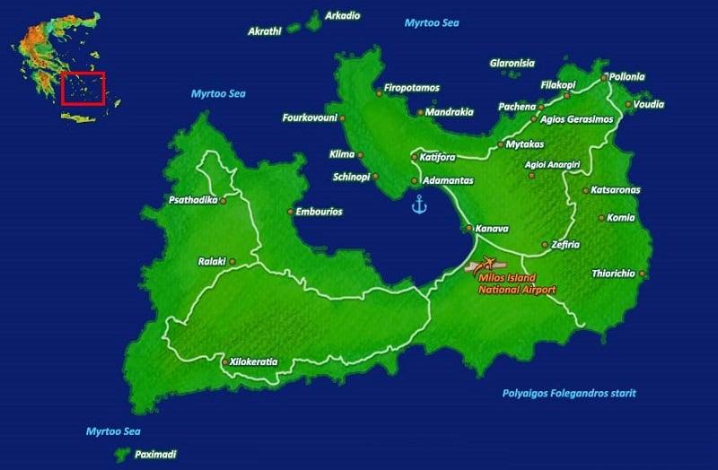 Onde Ficar em Milos: Mapa