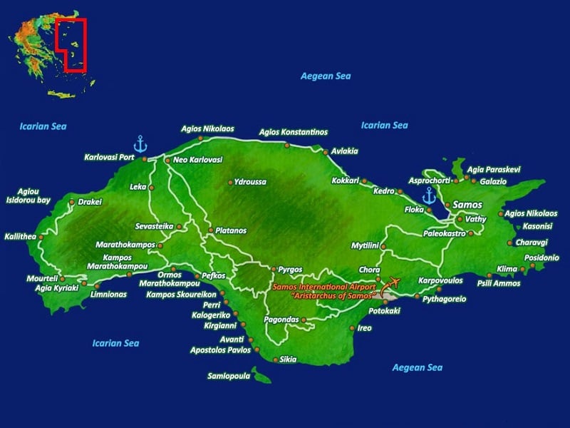 Onde Ficar em Samos: Mapa