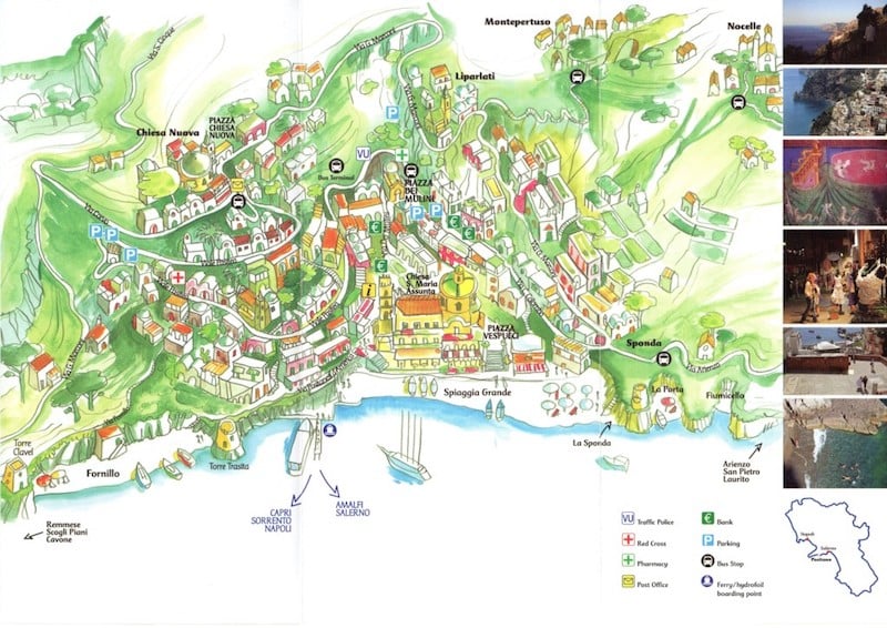 Onde Ficar em Positano na Itália: Mapa