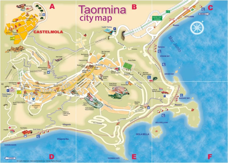 Onde Ficar em Taormina na Itália: Mapa