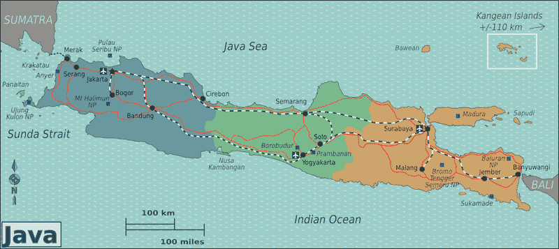 Onde Ficar em Java na Indonésia: Mapa