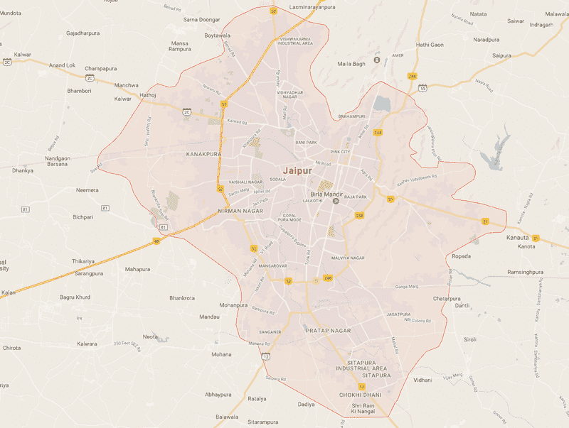 Onde Ficar em Jaipur na Índia: Mapa