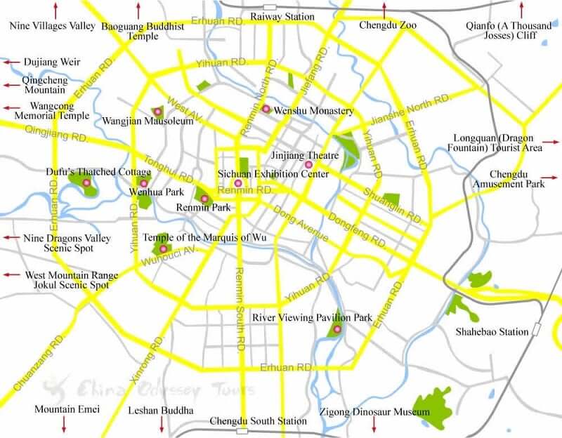 Onde Ficar em Chengdu: Mapa