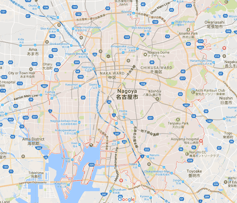 Onde Ficar em Nagoya: Mapa